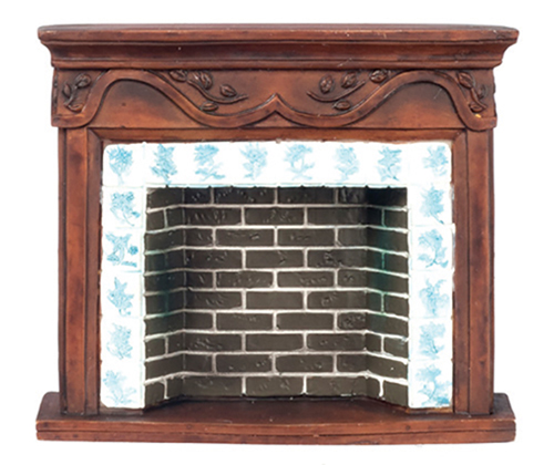 Dollhouse Miniature Brown Resin Fireplace